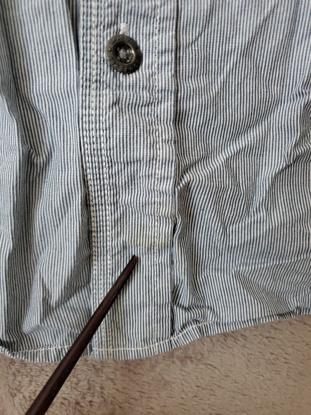 Converse One Star Button Shirt Men L Large 100percent Cotton Striped Blue Long Sleeve image 10