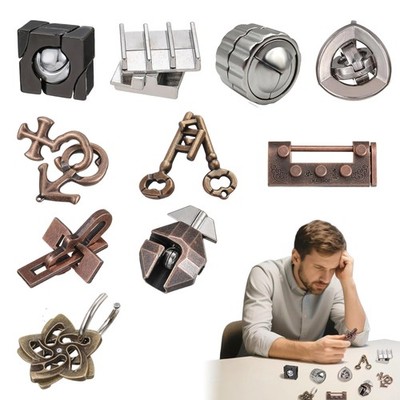 10 Pcs Metal Brain Teaser Puzzles Assortment Adults Difficult Magic Puzzles f...