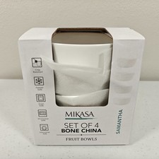 Mikasa Samantha Set of 4 Fruit Dessert Sauce Bowls 4.25" Bone China White NIB