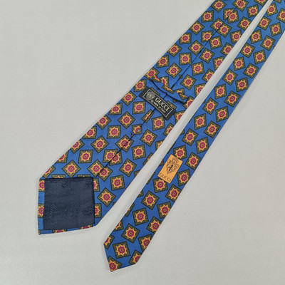 Gucci Herren Krawatte Blau Geometrisch 100% Seide Made In Italy