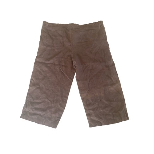 Damenhose Merona braun weites Bein Cropped 100 % Leinen Größe L