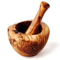 MöRser Und StößEl Aus Olivenholz, Oval Und Mit Glattem Rand