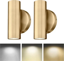 2-Light Wall Light, Brass Gold Wall Sconce, Indoor Up and Down Wall Lamp for ...