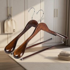 Smooth Finish Wooden Hangers with Locking Bar - Perfect for Suits  Dresses