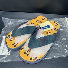 Disney Mickey Mouse Flip Flops Wedge Sandals Women s Size 9/10 Denim Straps NWT