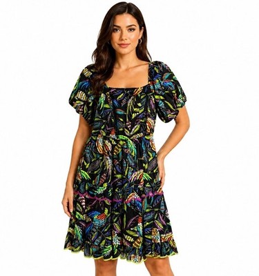 Vince Camuto Women's Tropic Puff Sleeve Fit & Flare MIDI Dress Plus Size  20W | eBay