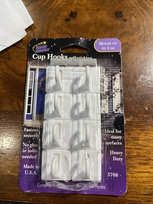 (8-Pk) Magic Mounts Self-Stick Utility Hooks Misc Hangers 1'' x 1'' 3708