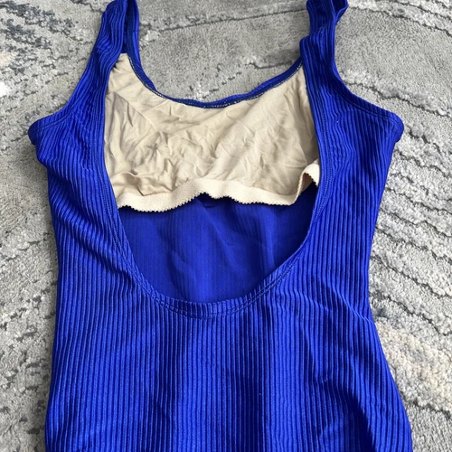 Vtg Catalina Swimsuit Sz 8 Navy Blue Ribbed One Piece Low Back High Cut 80s 90s - Picture 7 of 11