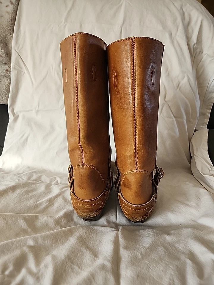Botas de couro vintage Adams Boot Company femininas tamanho 5.5 marrom faroeste - Imagem 4 de 4