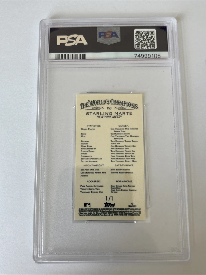 Mini-Superfractor 2022 Allen & Ginter cromado 1/1 Starling Marte NY Mets PSA 10 Foto 2 de 2