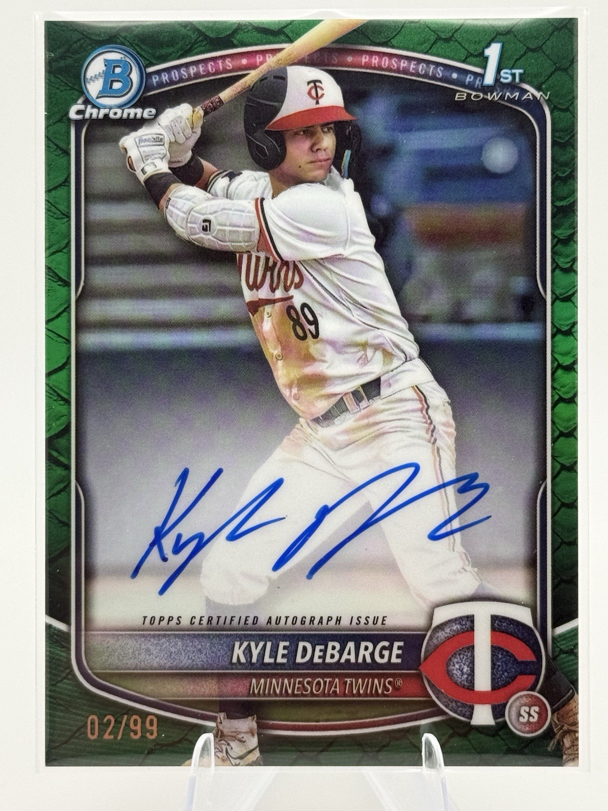 2025 Bowman Chrome Prospect Autograph Kyle DeBarge Green Reptilian 02/99 #CPA-KD