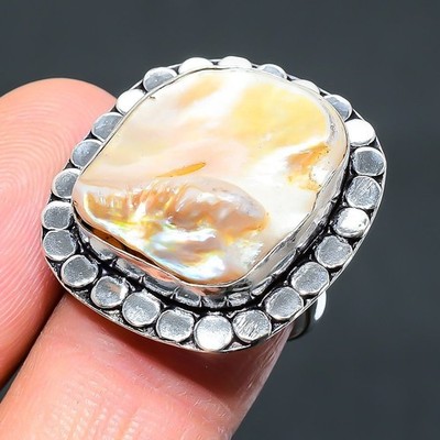 Biwa Perle Edelstein handgefertigt einzigartig Geschenk 925 Sterlingsilber...