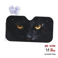 Windshield Sun Shade, Front Window Sunshade Cover Sun Black Evil Cat Gold Eyes