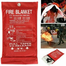 1x1M Quick Release Home Office Kitchen Safety Shelter Large Fire Blanket In Case