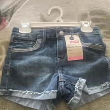Levi's Girls Shorty Short Denim Shorts Frayed Hem Blue Medium Wash Size 8