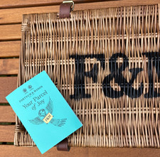 F&M Wicker Basket Picnic Hamper Fortnum & Mason Small Size 42x26x18cm