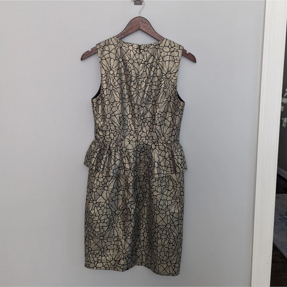 Vestido para mujer ERIN Featherston negro dorado peplum talla 6 brocado floral nuevo año Foto 2 de 4