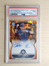 Colt Emerson 2023 Bowman Draft Sapphire Orange Auto 25/25 Bookend PSA 9