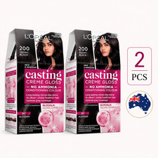 L’Oreal Casting Creme Gloss 200 Ebony Black Hair Colour Ammonia Free 2pcs