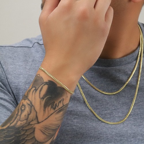 18K Yellow Gold Solid 3.5mm Miami Cuban Link Chain Bracelet Lobster Clasp Men 8" - Picture 8 of 12