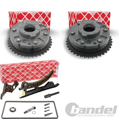 FEBI STEUERKETTENSATZ + 2x NOCKENWELLENVERSTELLER passend für BMW 3.0 N53 23-30i