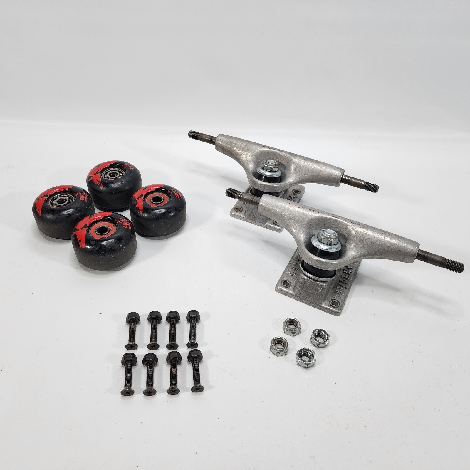 Bullet Skateboard Trucks 7.75" with Bones Wheels 51mm + Hard