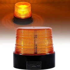 Magnetic Cordless Beacon Light, Amber Rechargeable Strobe Lights for Trucks, Por