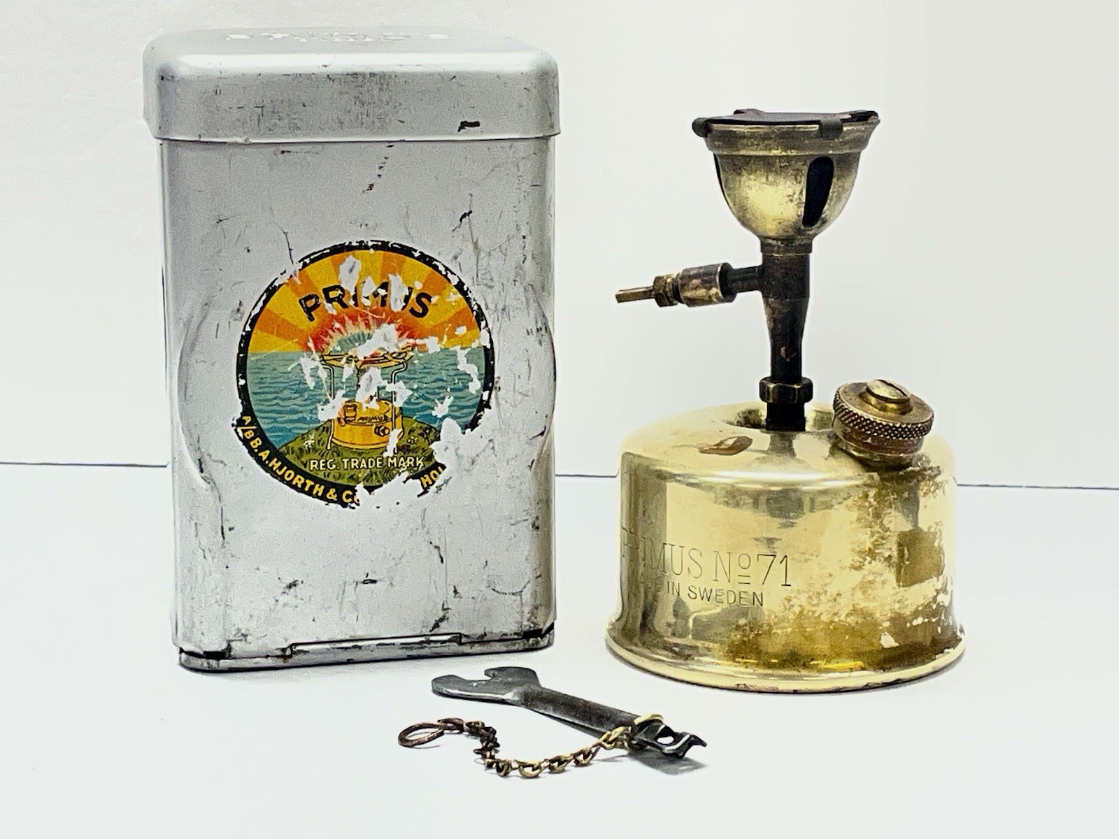 Vintage Primus No 71 Camp Cook Stove Case & Key Made in Sweden Portable Survival