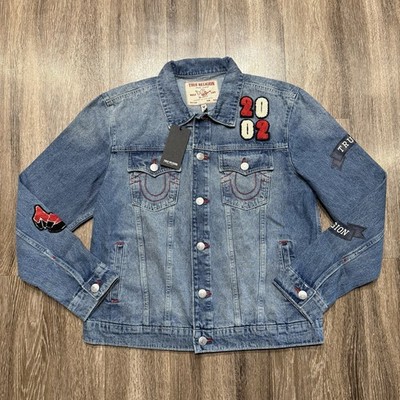 True Religion Men's Size Large Jessie Patch Denim Trucker Jacket