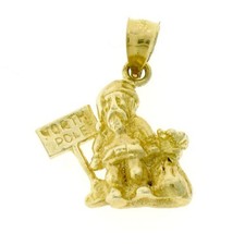 3D Santa Clause Charm Pendant 14k Gold 4.6 Grams