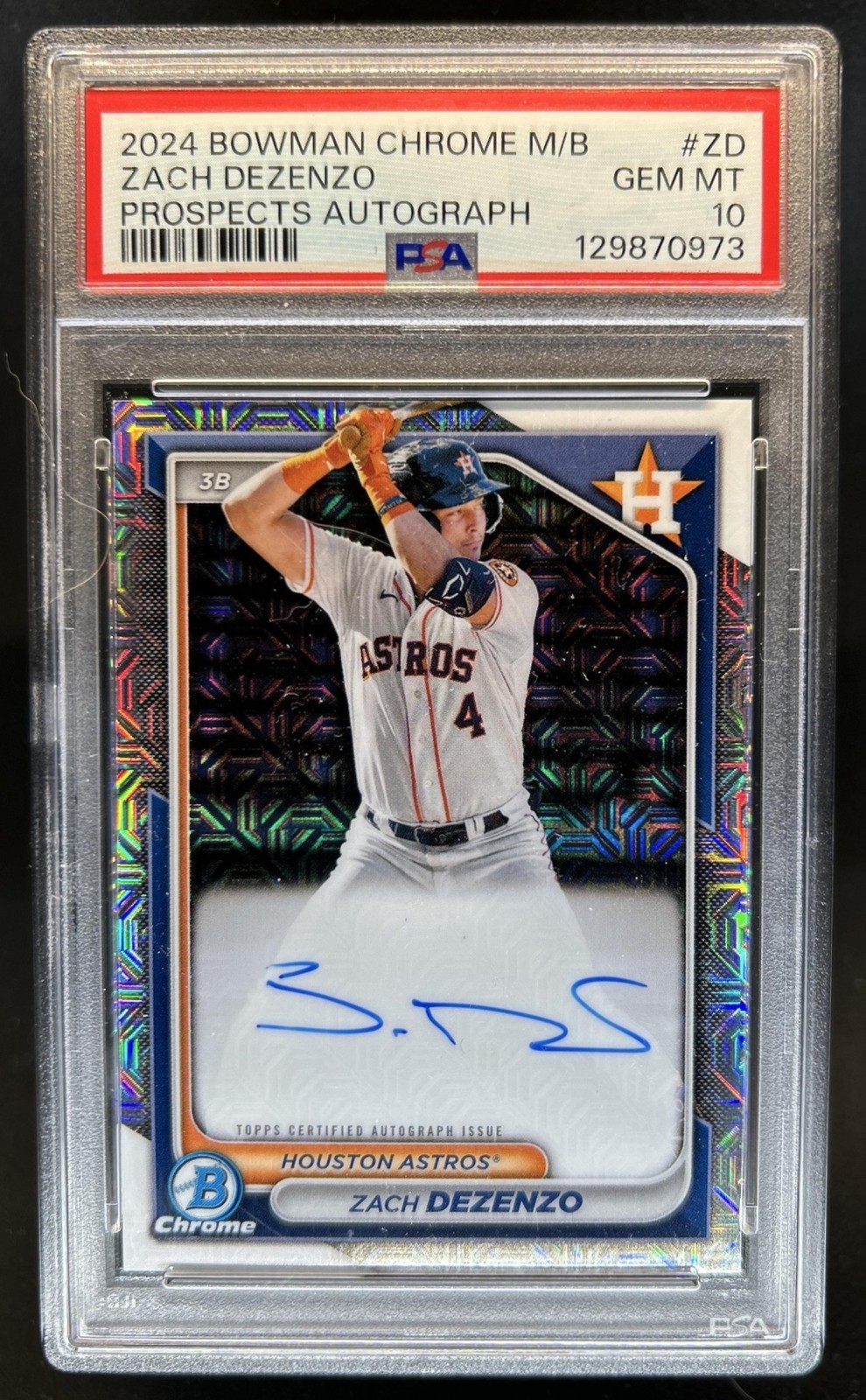 2024 Bowman Chrome Zach Dezenzo Auto Mega Box Mojo Refractor #BMA-ZD PSA 10