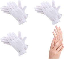 6 Pcs White Cotton Gloves for Eczema Lotion,Dry Hands,Moisturizing,Sleeping