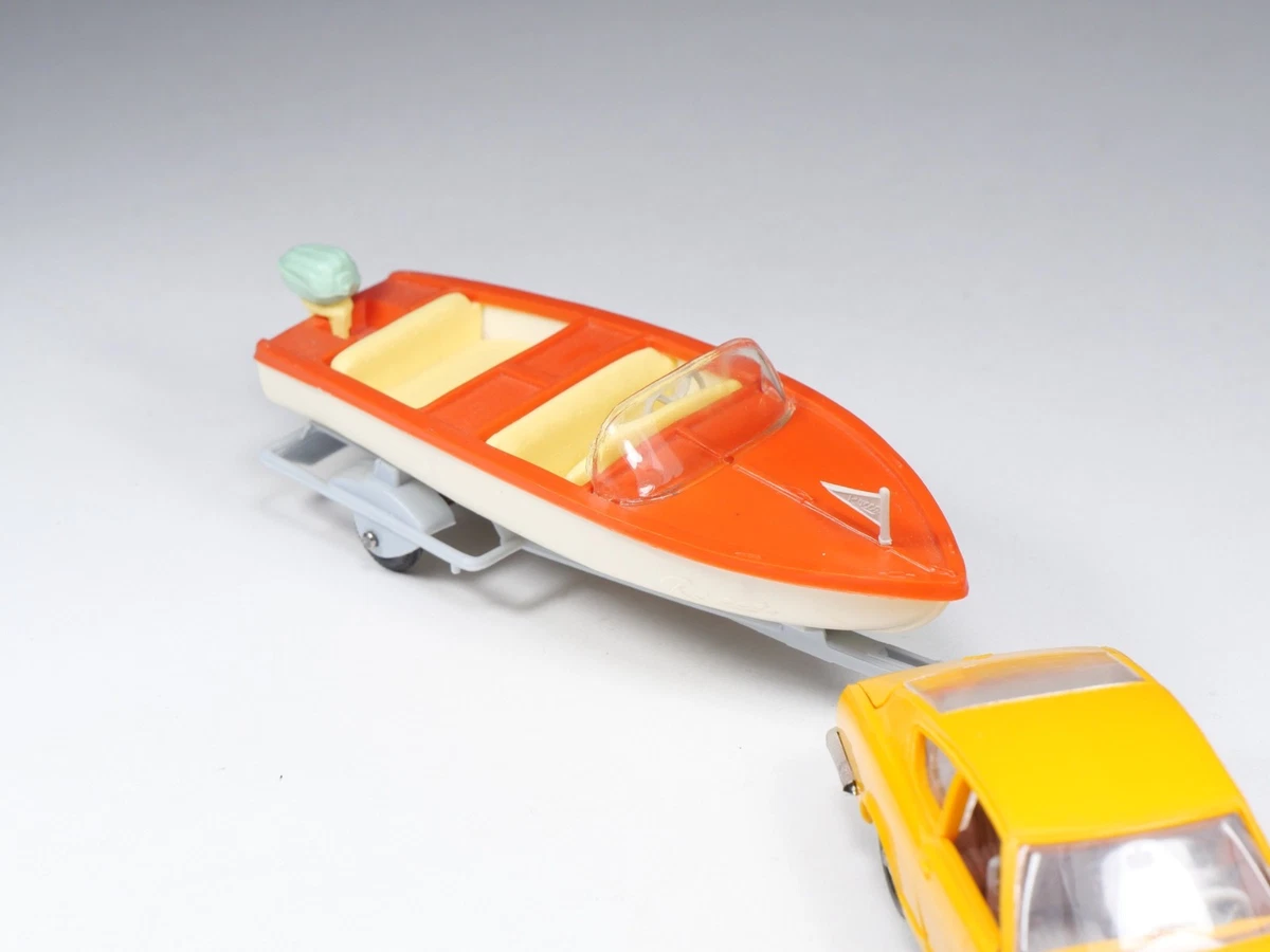 NOREV - 92 - Fiat Dino avec Remorque et Bateau Dinghy Rocca - Jaune et Orange