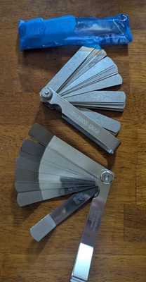 #ad #ad 2PCS SAE Metric Feeler Gauge Set Spark Plug Gap Tool Straight Angled Blades Stee $11.97