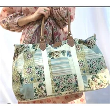 Vtg Large 80s Gitano Pastel Patchwork Weekend Overnight Bag Boho Cottage EUC