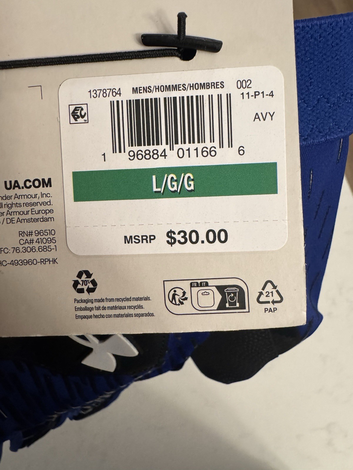 Under Armour UA Clean Up Baseball Batting Glove Black Blue Large thumbnail 5