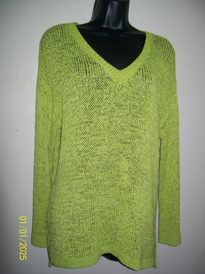NWT ~ Joseph A. Lime Green  Cute Tunic Style Ribbon Knit Spring Sweater Size M