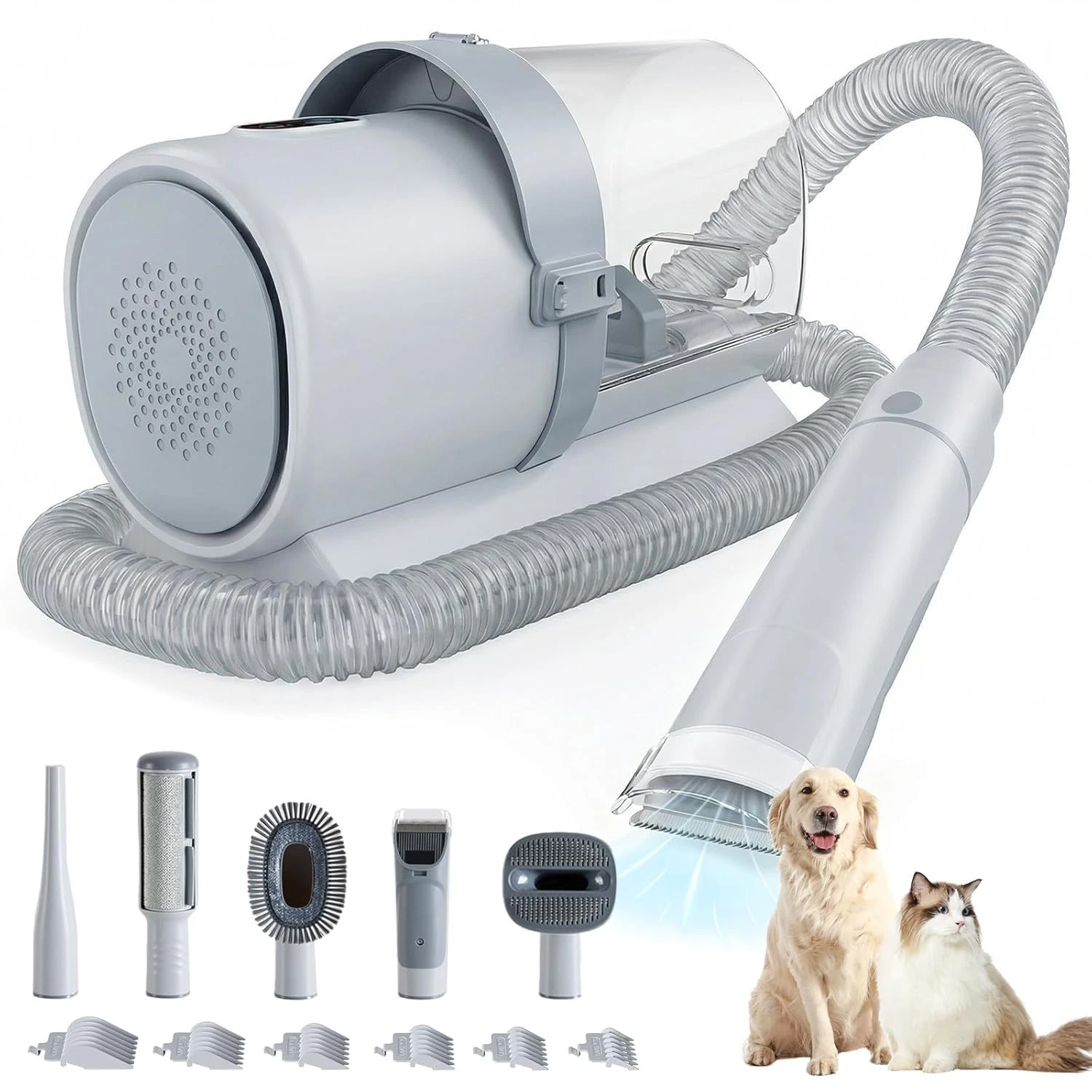 2.5L Pet Grooming Vacuum Kit 3 Adjustable Suction Modes 5 Professional Tools
