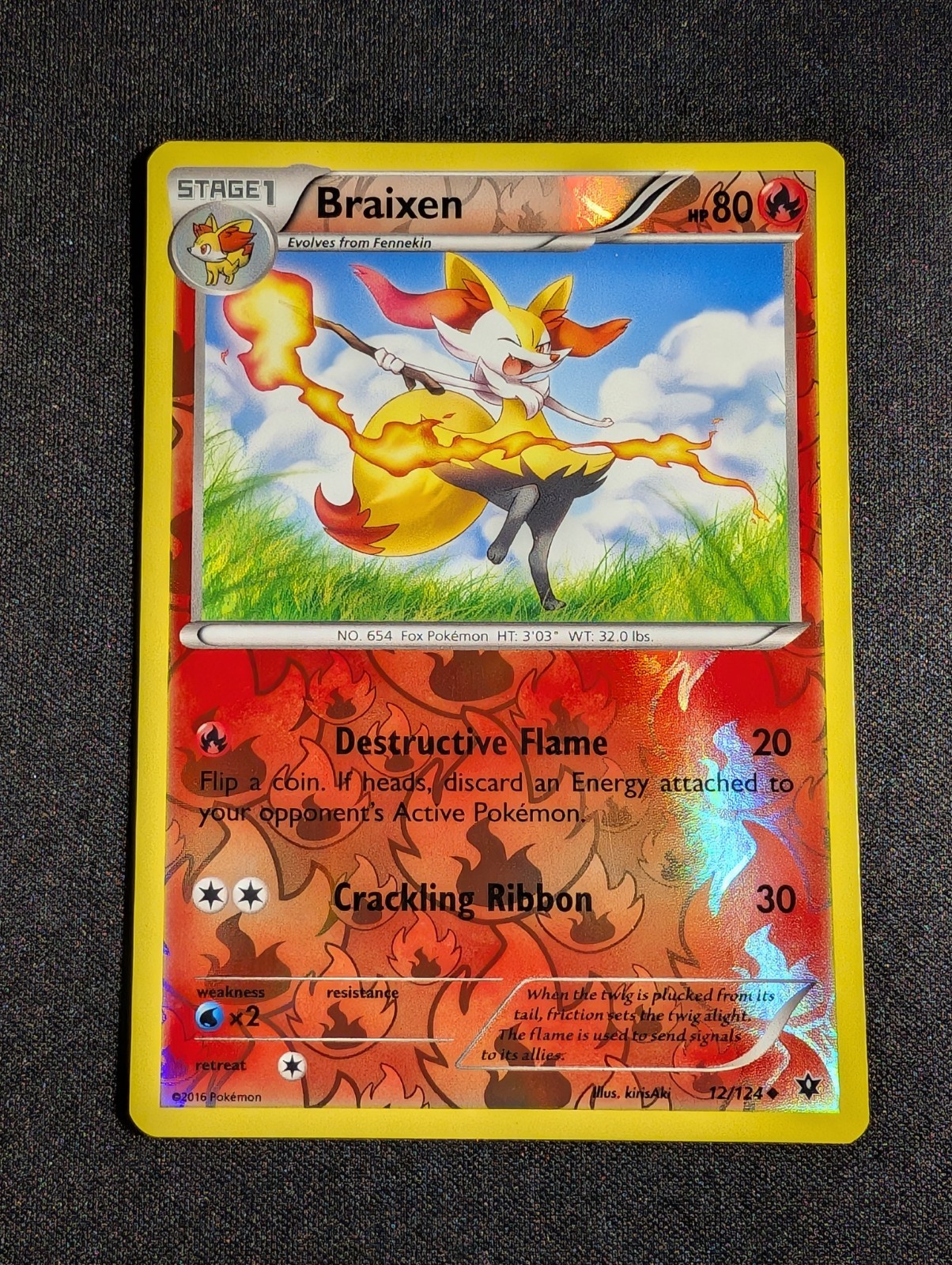 Pokemon Braixen 12/124 Reverse Holo Fates Collide NM