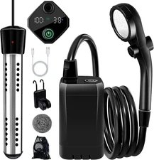 Portable Shower with Heater, Battery Powered Portable Shower for Camping with 20