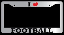 Chrome License Plate Frame "I Heart Football" Auto Accessory Novelty