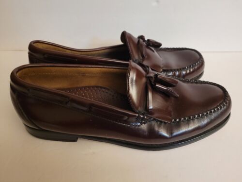 LL Bean Hand-sewn Penny Loafers Tassels Mens Sz 11 Leather Shoes Brown - Picture 2 of 9