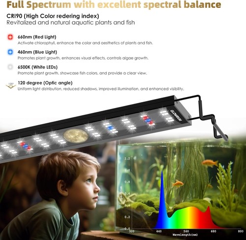 Modern Aluminum LED Aquarium Light with Timer and Adjustable Spectrum - 30-35 in - Picture 4 of 10