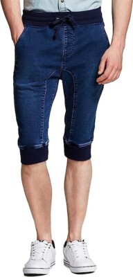 Modern Threads Well Versed Men's Blocked Gusset Knit Jogger Shorts Med Blue NWT