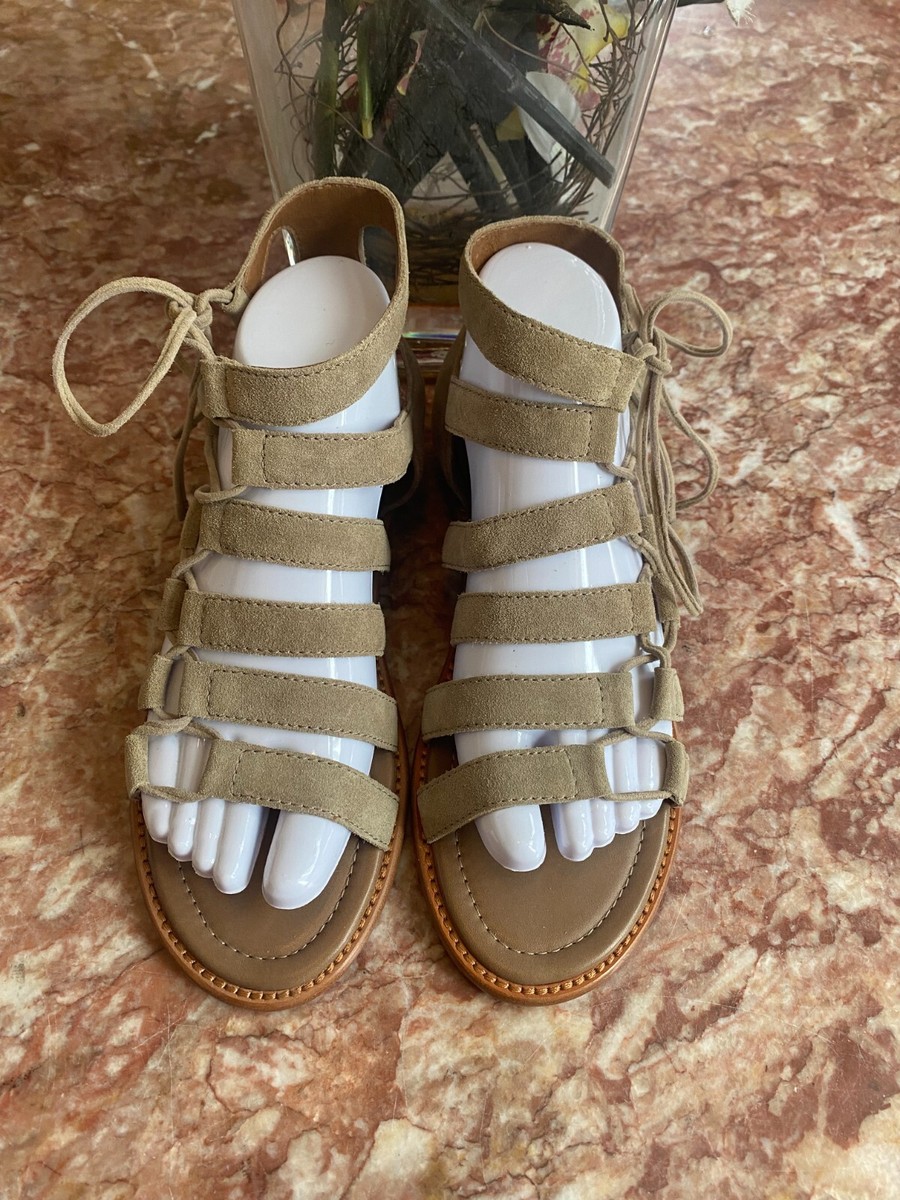 New Frye Women's Blair Side Ghillie Ash Suede Gladiator Lace Sandals 8M,  $228