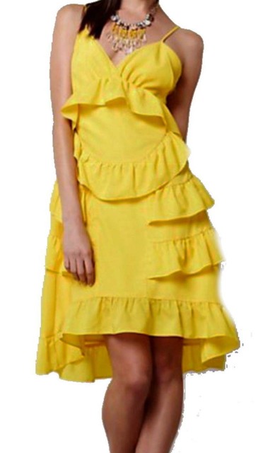 yellow tiered ruffle dress