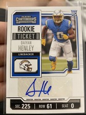 2023 Contenders #199 Daiyan Henley Rookie Variation Ticket AUTO Chargers 🔥🏈💎