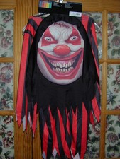 HALLOWEEN COSTUME:Mad Creeper Crazy Clown Creepy Boy M Robe Hooded Mask Face NEW