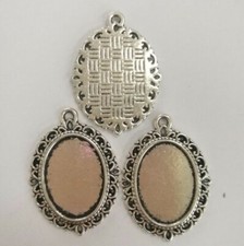 10pcs tibetan silver color crafted oval cabochon settings H0695