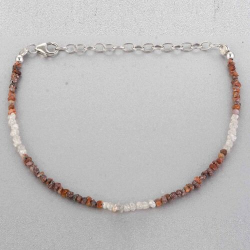 Natural Multicolor Brown & White Diamond Beads Uncut 925 Silver Women Bracelet - Picture 4 of 4